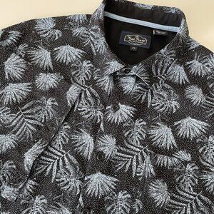 Nat Nast Luxury Originals Silk Blend Shirt Blue Tropical Men's Size XL Palm Leaf